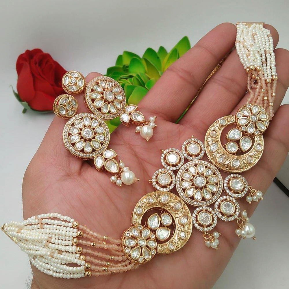 Everlasting Quality Jewels Gold Plated Kundan Stone Choker Necklace Set
