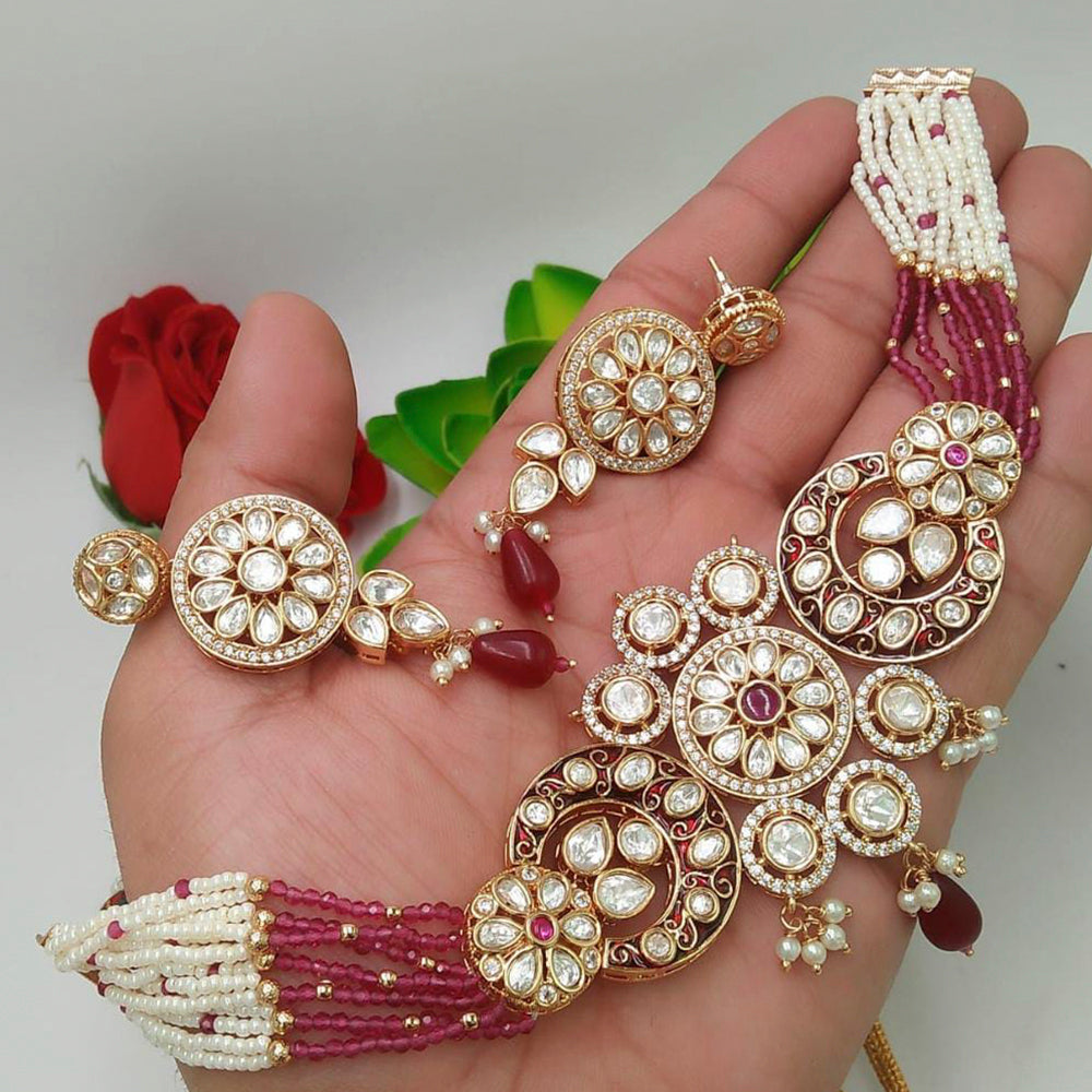 Everlasting Quality Jewels Gold Plated Kundan Stone Choker Necklace Set