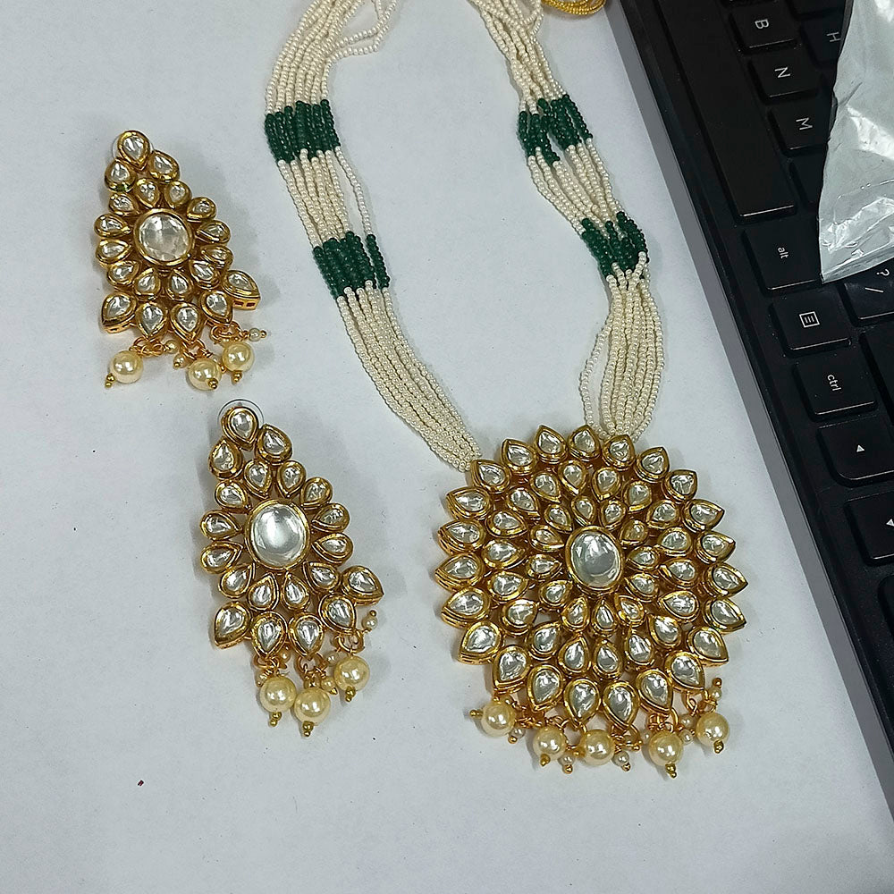 Bhavi Jewels Kundan Stone Gold Plated Necklace Set