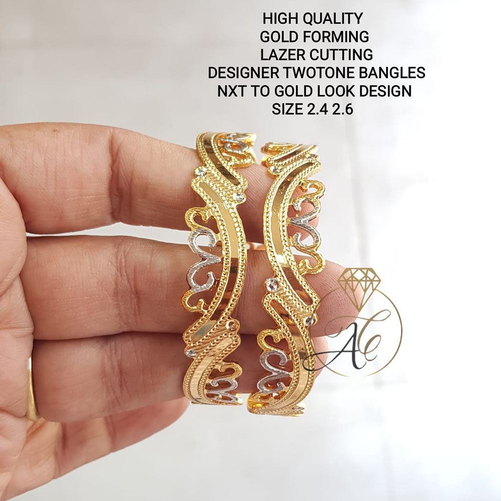 FS Collection Two Tone Gold Plated Bangles Set