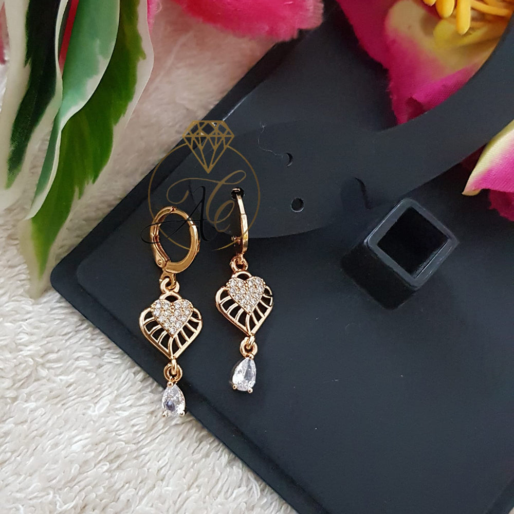 FS Collection Rose Gold Plated Ad Stone Dangler Earrings
