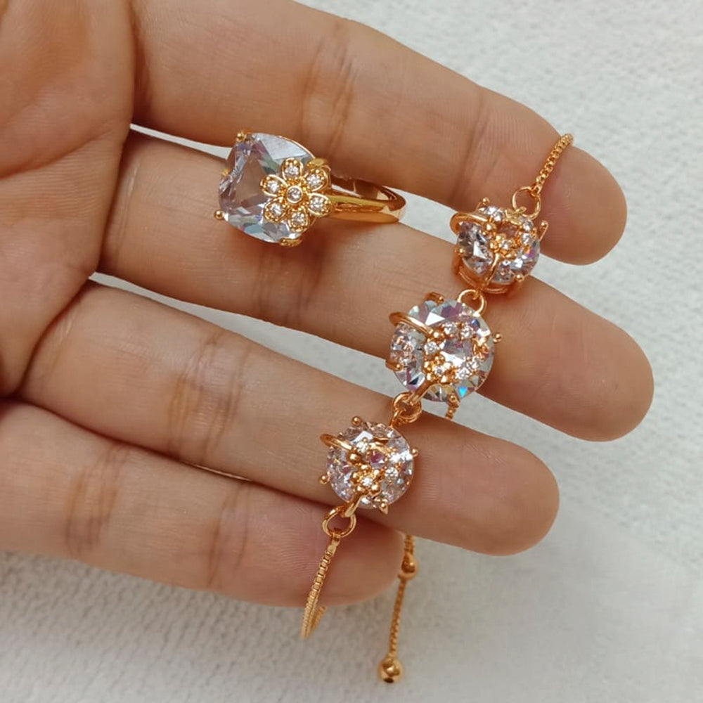 FS Collection Gold Plated Bracelet & Ring Combo