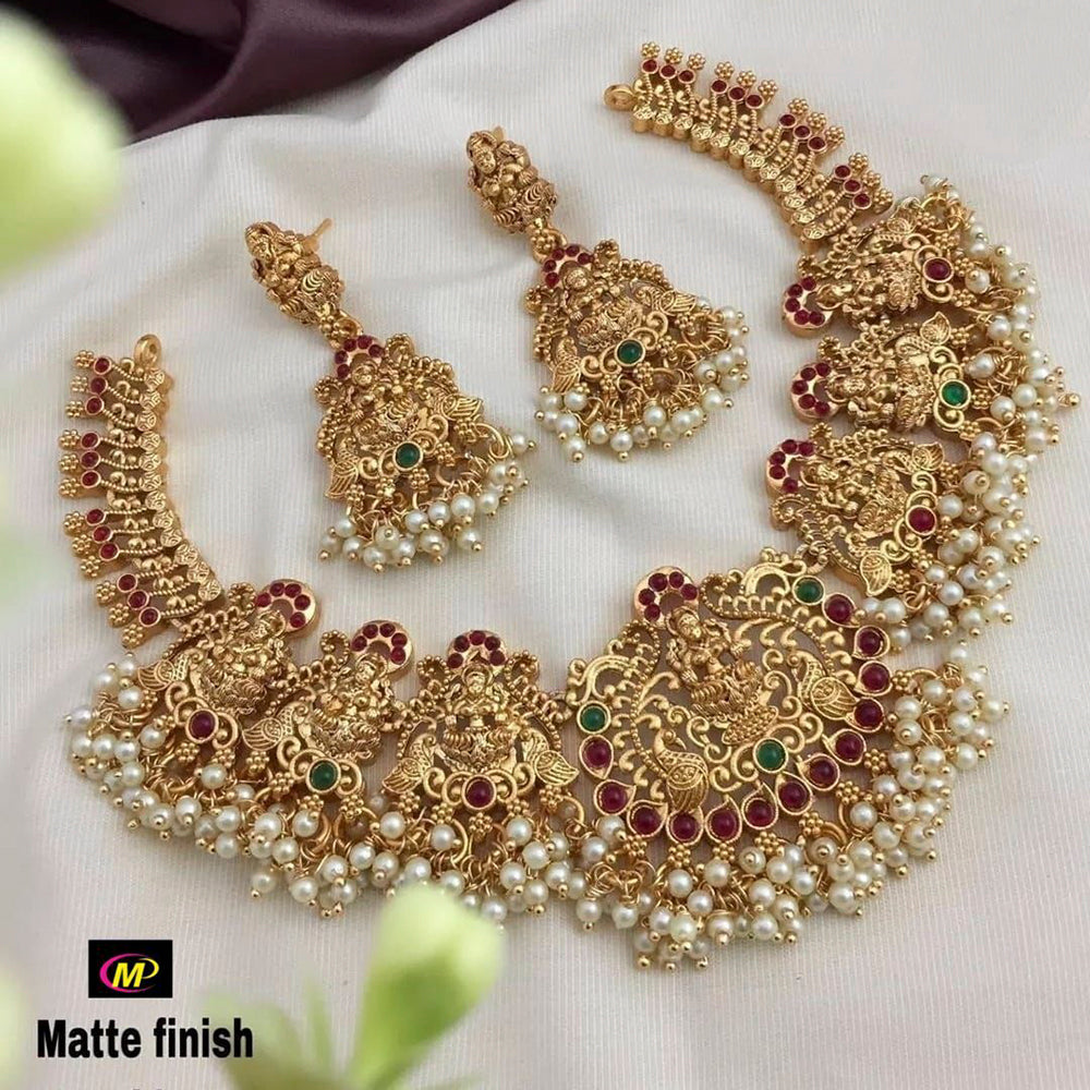 FS Collection Pota Stone Gold Plated Choker Necklace Set