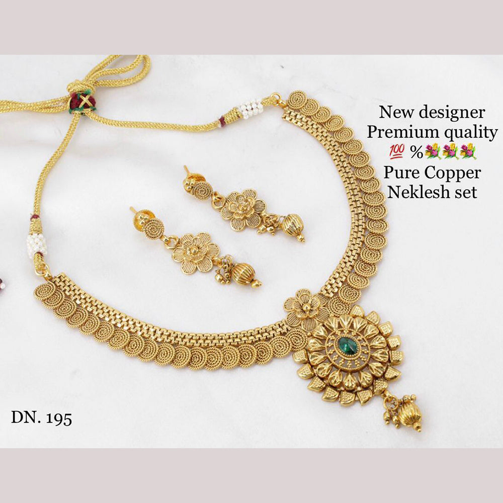 FS Collection Copper Gold Plated Pota Stone Necklace Set