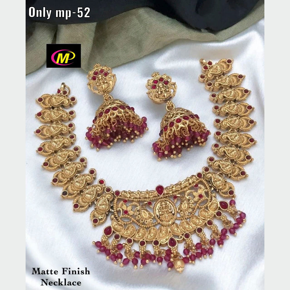 FS Collection Gold Plated Pota Stone Choker Necklace Set