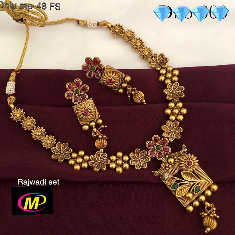 FS Collection Gold Plated Pota Stone Necklace Set