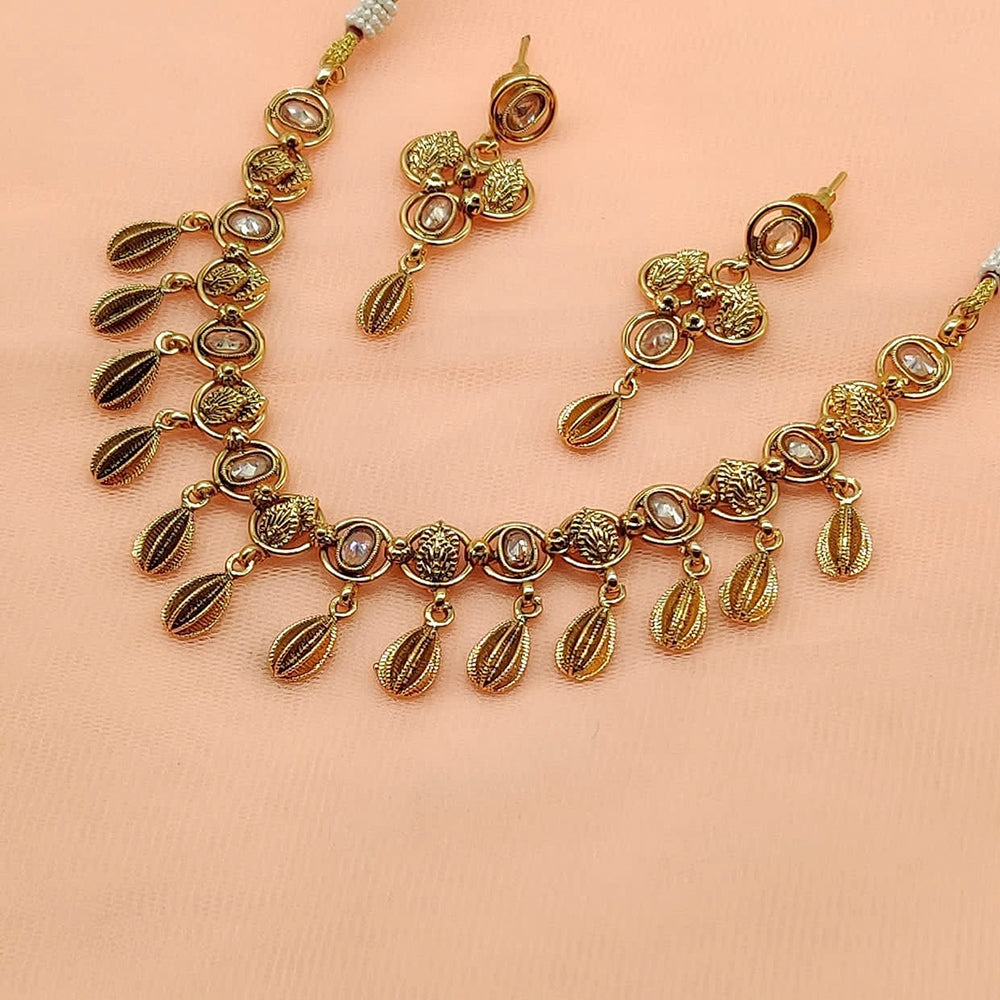 FS Collection Gold Plated Pota Stone Necklace Set