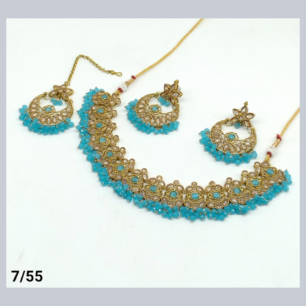 FS Collection Gold Plated Kundan Stone Choker Necklace Set