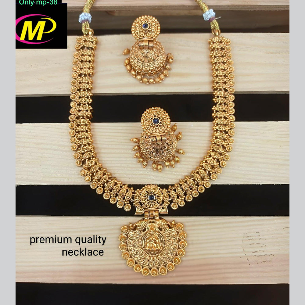 FS Collection Gold Plated Pota Stone Long Necklace Set