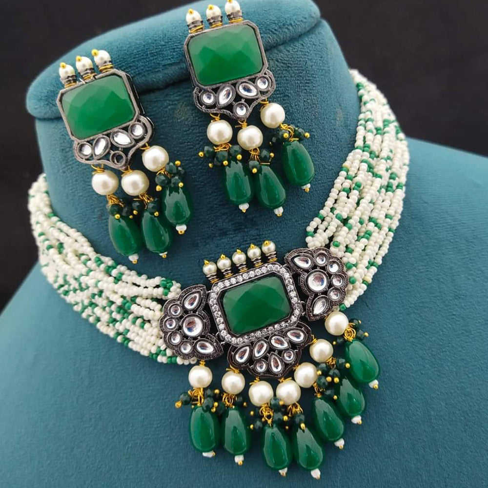 FS Collection Gold Plated Crystal & Beads Necklace Set