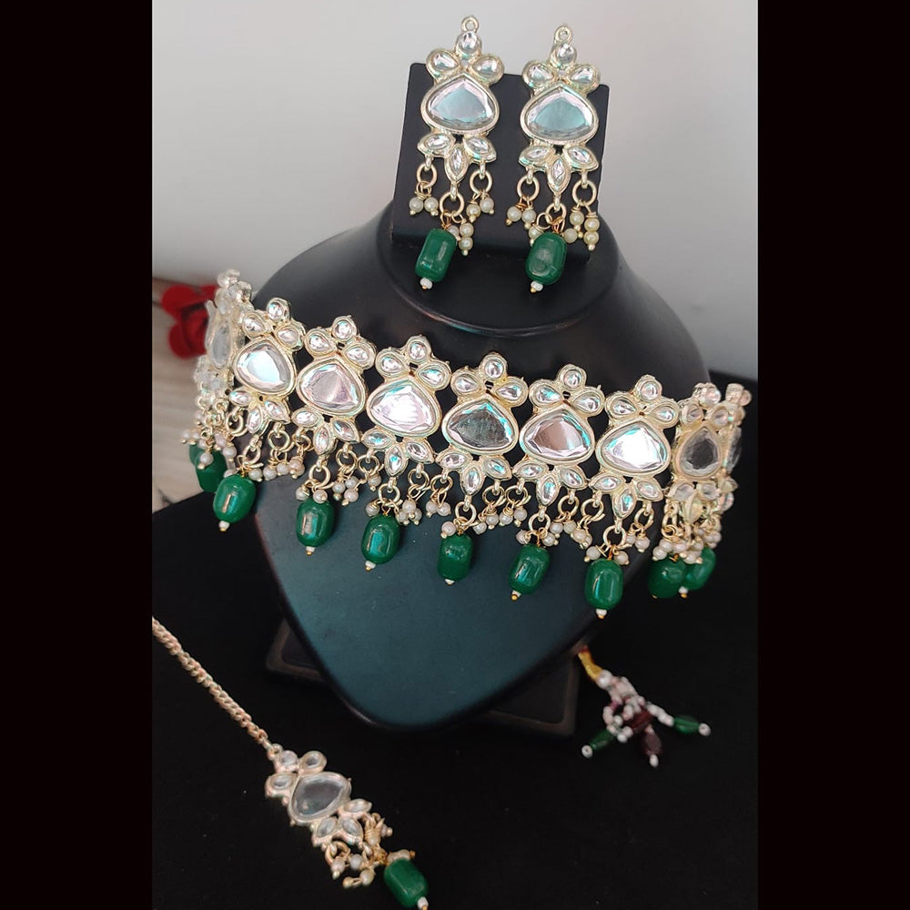 FS Collection Kundan & Beads Choker Necklace Set