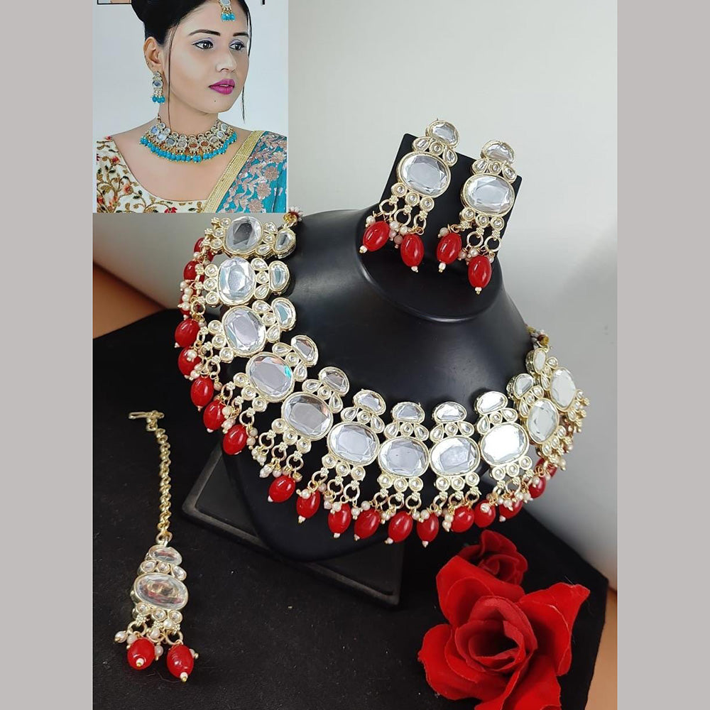 FS Collection Kundan & Beads Necklace Set