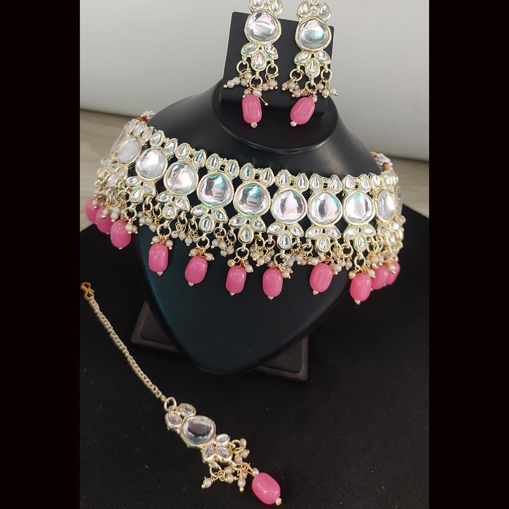 FS Collection Kundan & Beads Choker Necklace Set