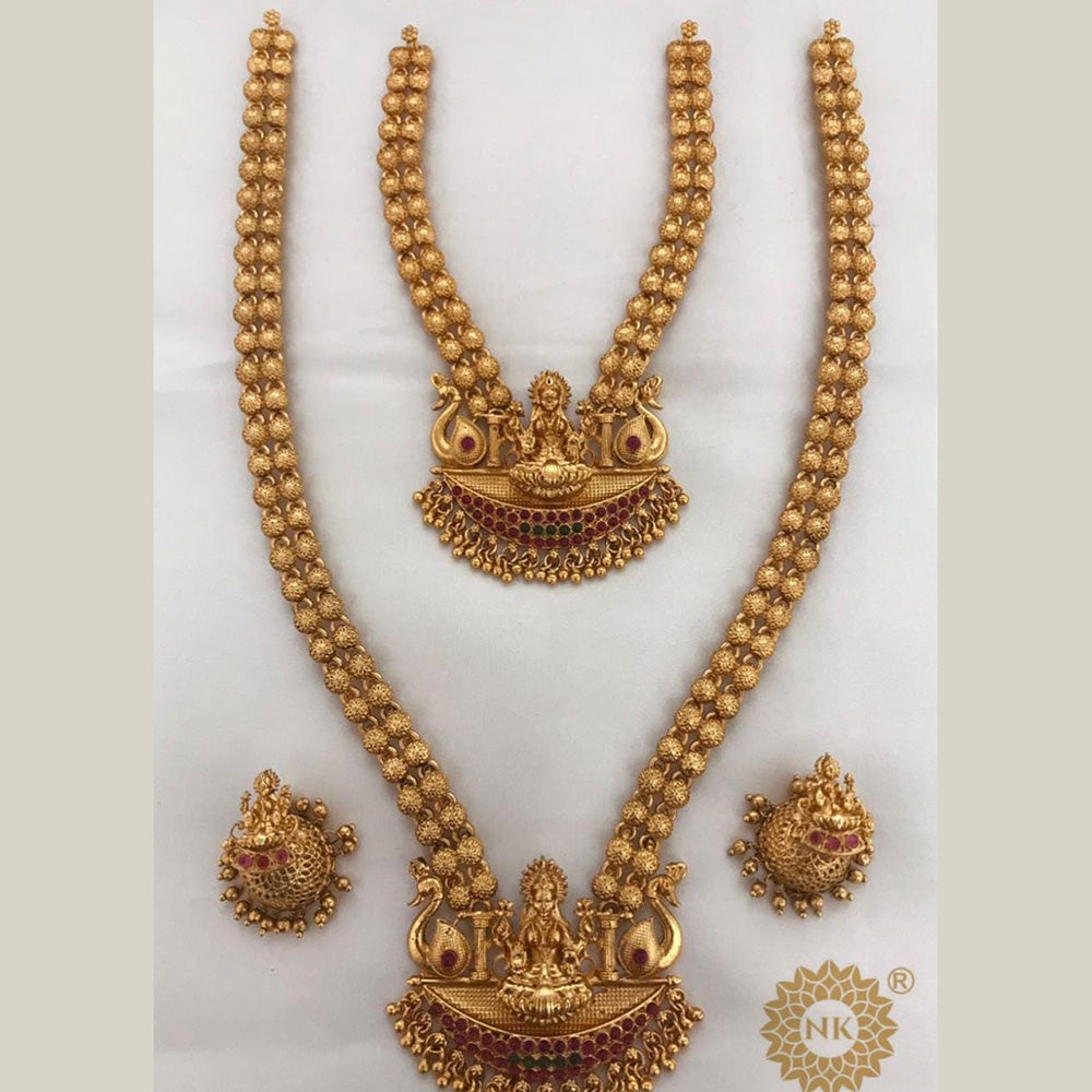 FS Collection Gold Plated Temple Double Necklace Set