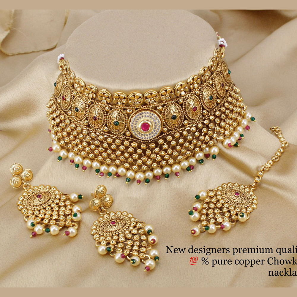 FS Collection Copper Choker Necklace Set