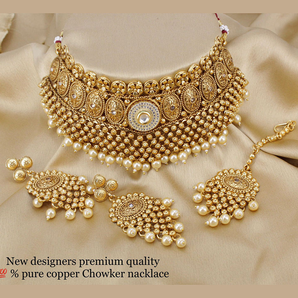 FS Collection Copper Choker Necklace Set