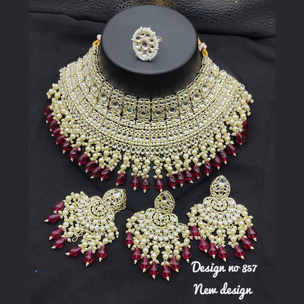 FS Collection Kundan & Beads Necklace Set