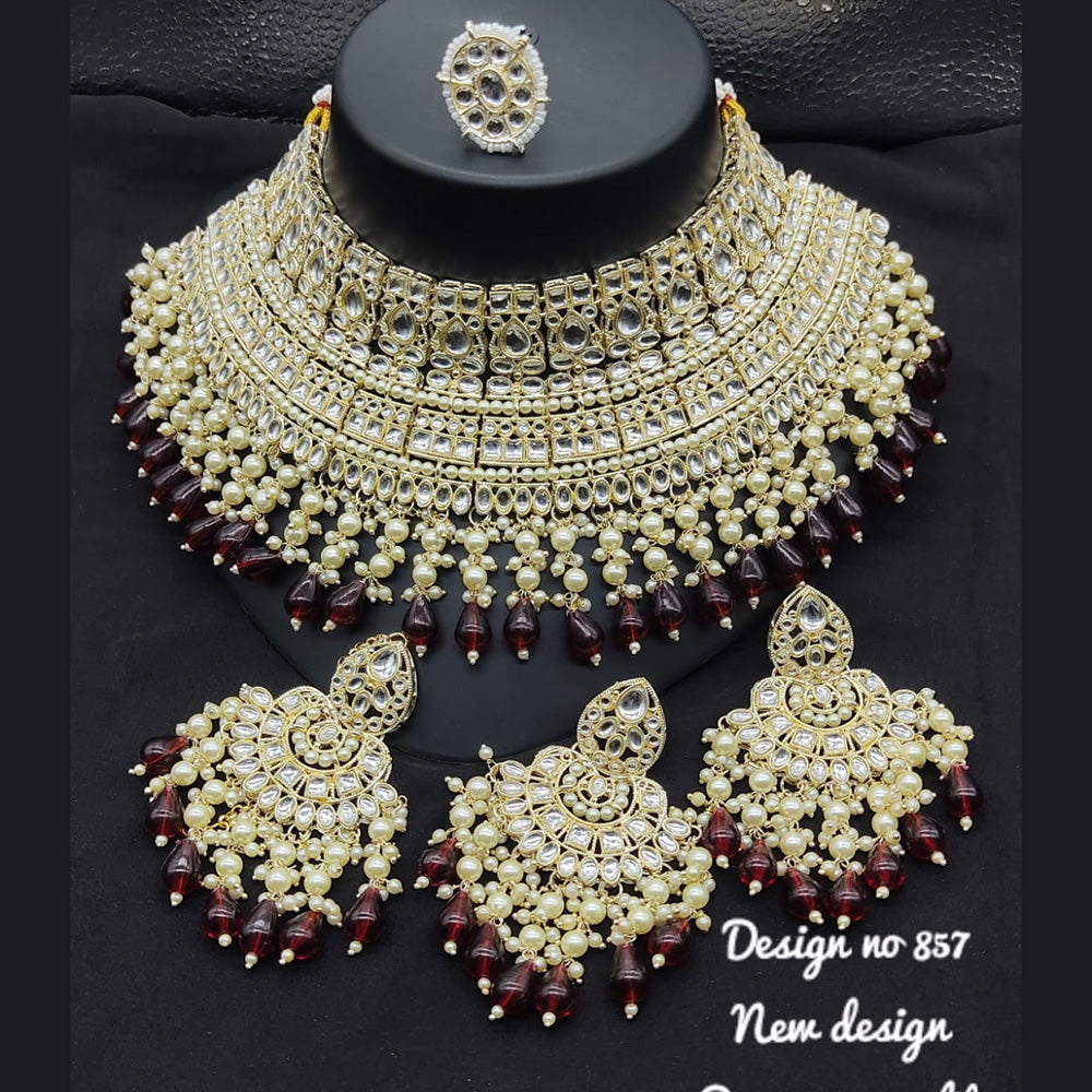 FS Collection Kundan & Beads Necklace Set
