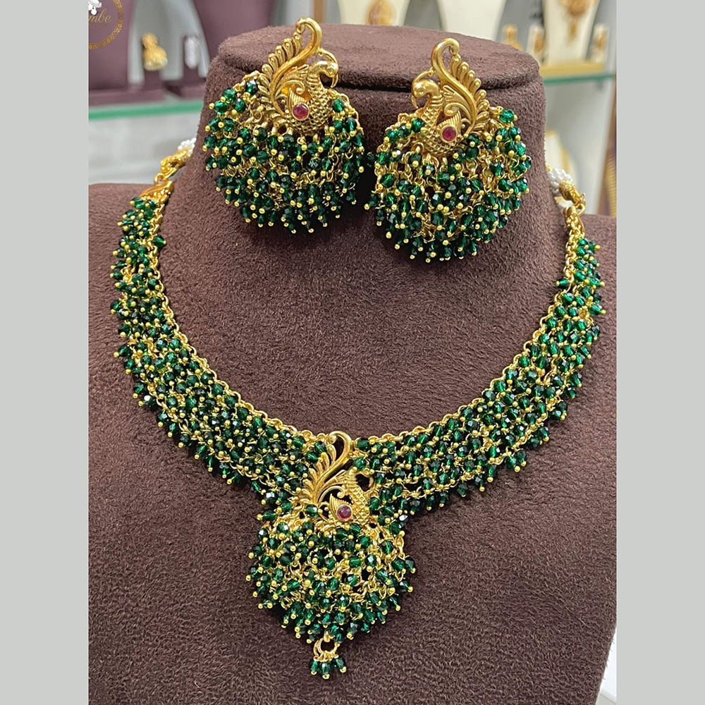 FS Collection Gold Plated Peacock Necklace Set