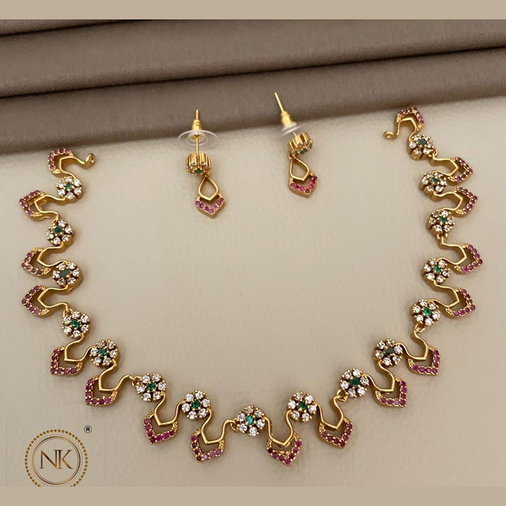 FS Collection Matte Finish AD Stone Necklace Set