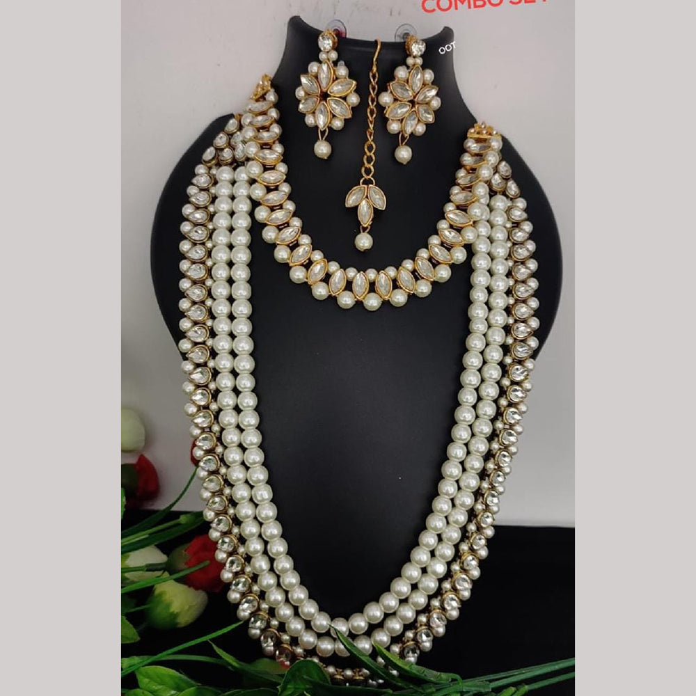FS Collection Gold Plated Double Necklace Set