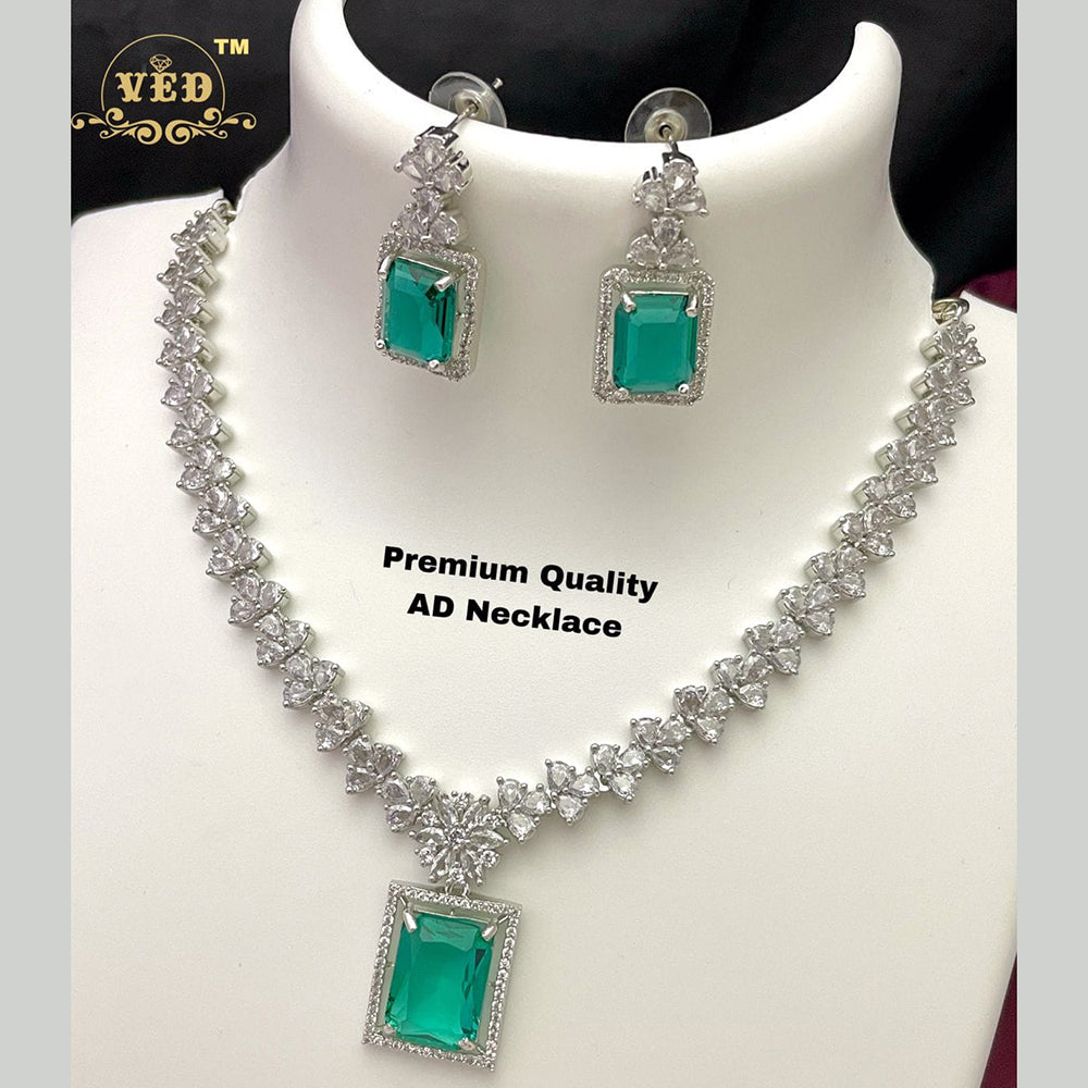 FS Collection Silver Plated AD Stone Necklace Set