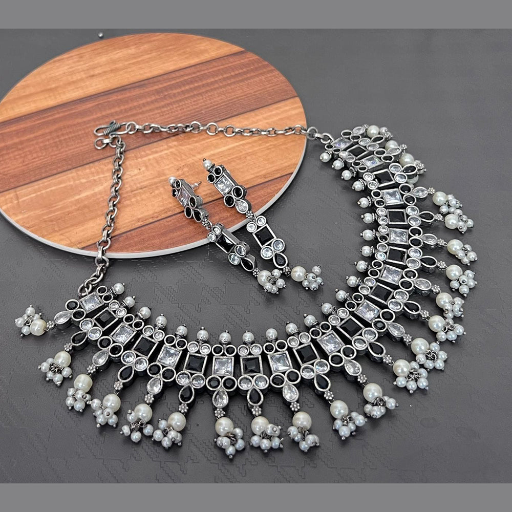 FS Collection Oxidised Plated Necklace Set