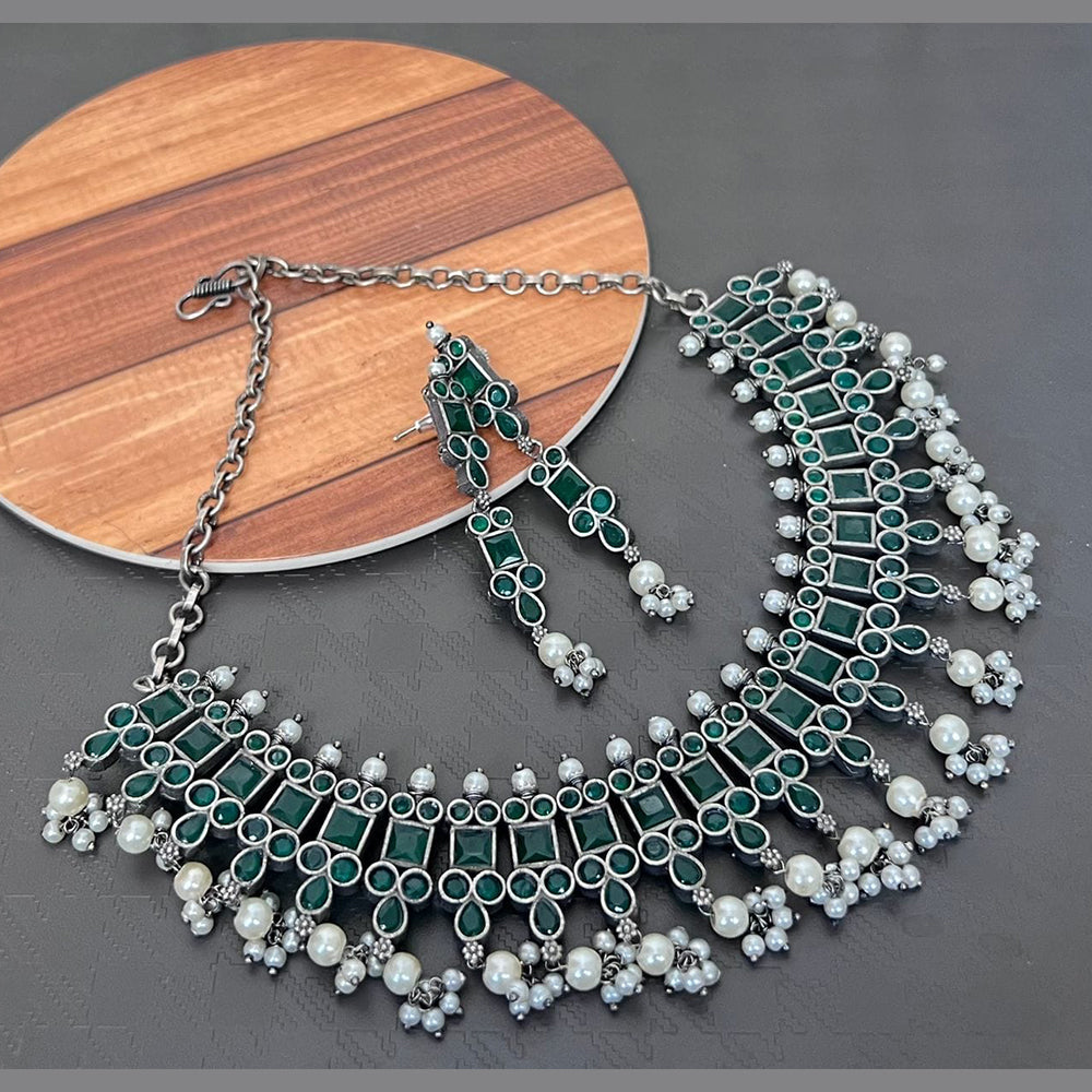 FS Collection Oxidised Plated Necklace Set