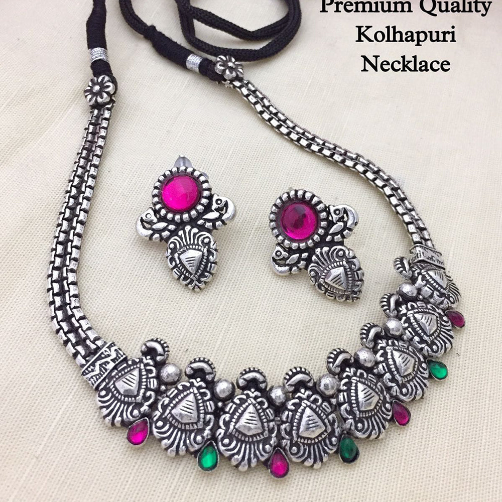 FS Collection Oxidised Plated Necklace Set