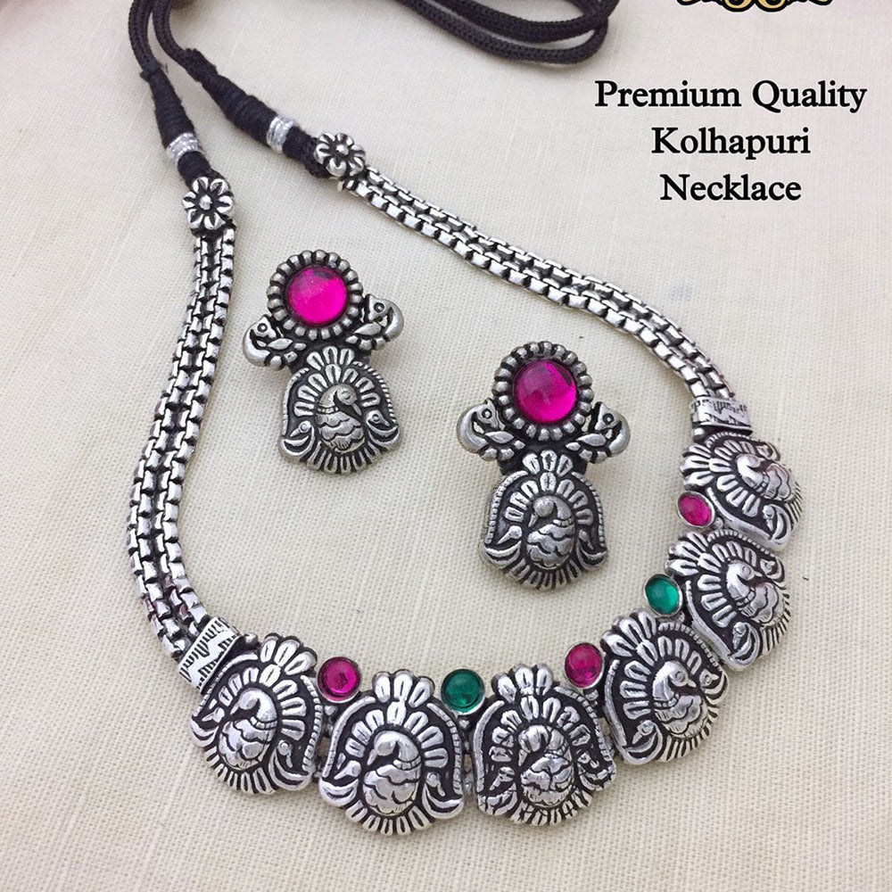 FS Collection Oxidised Plated Necklace Set