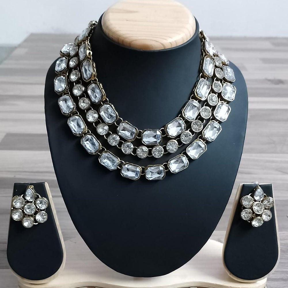 FS Collection Oxidised Plated Necklace Set
