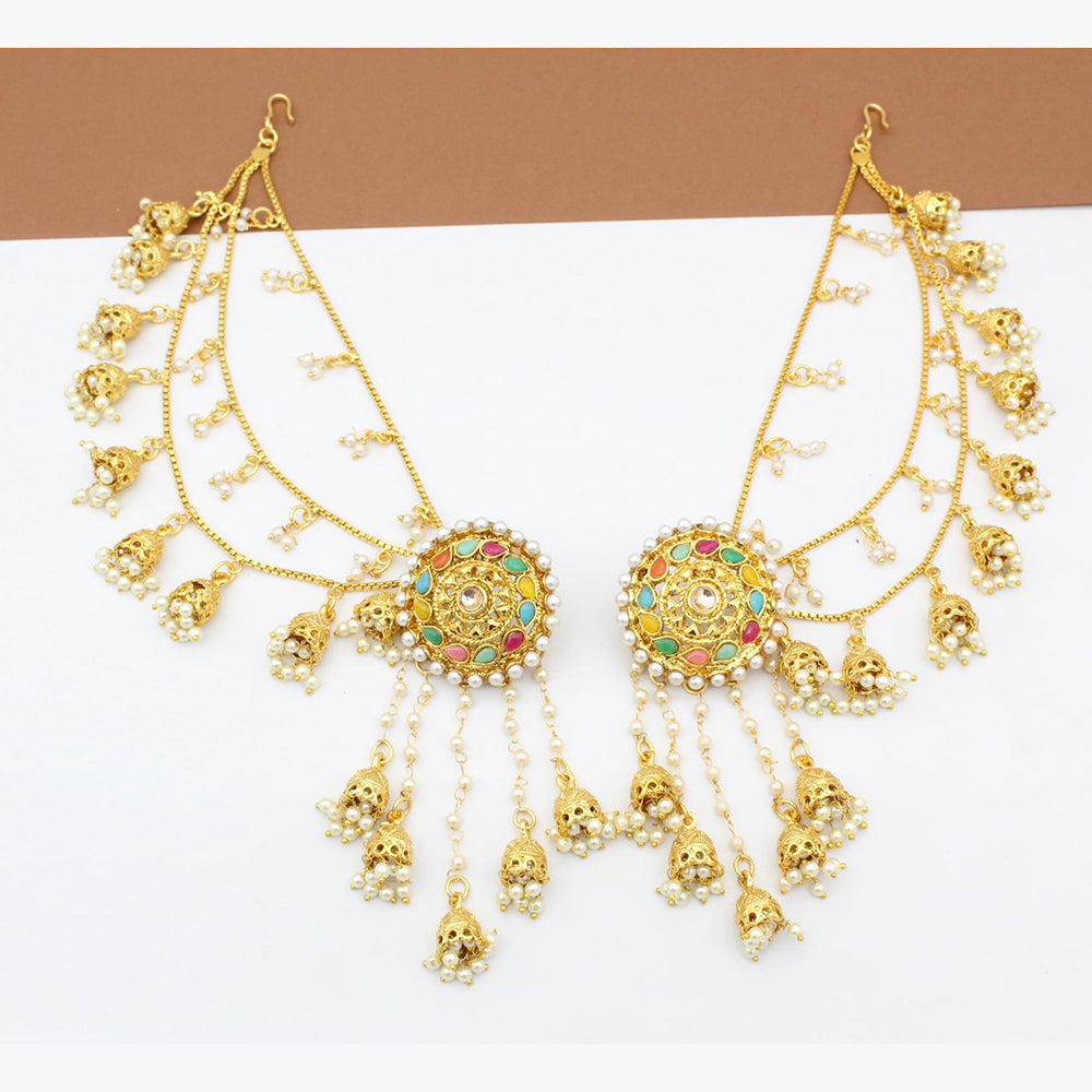 FS Collection Gold Plated Kanchain Earrings
