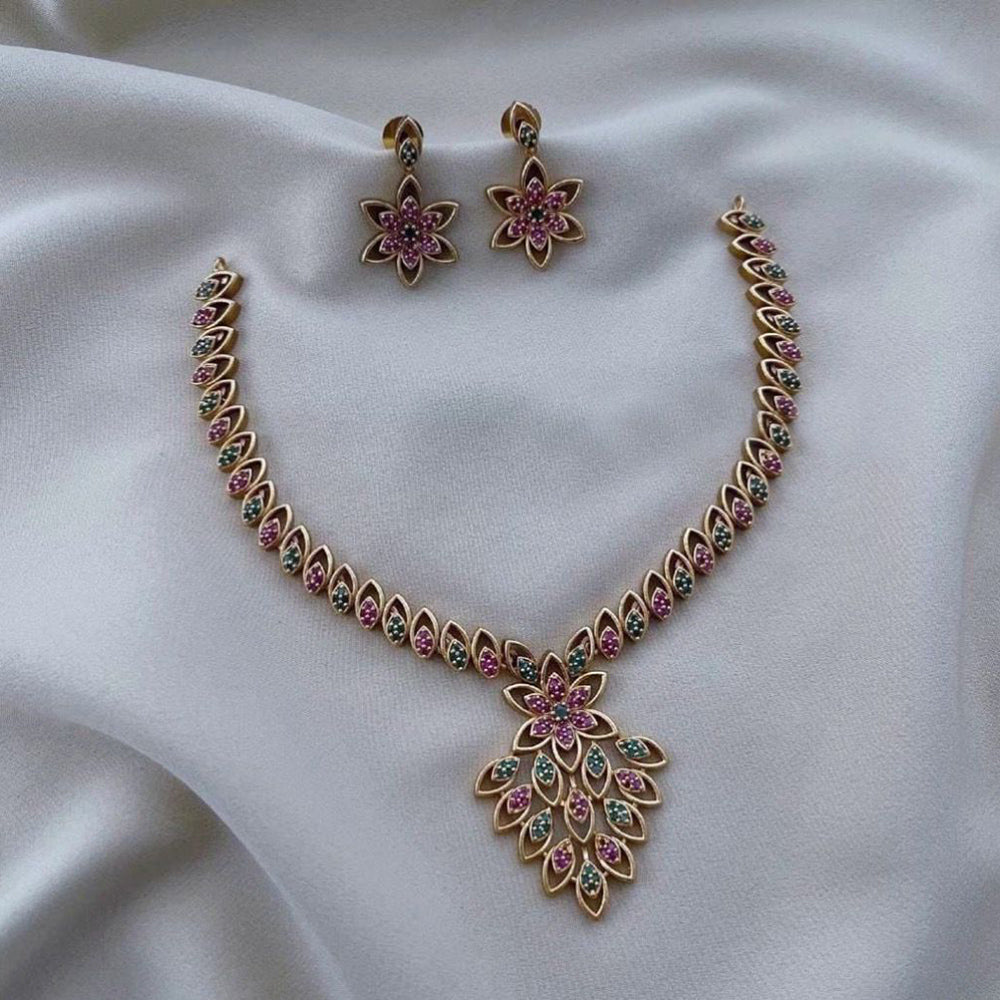 FS Collection Gold Plated AD Stone Necklace Set