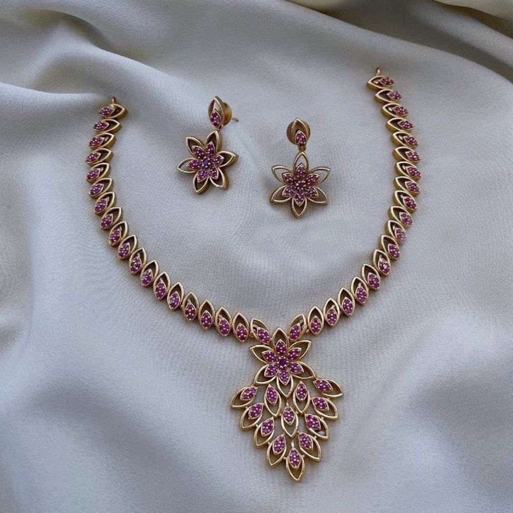 FS Collection Gold Plated AD Stone Necklace Set