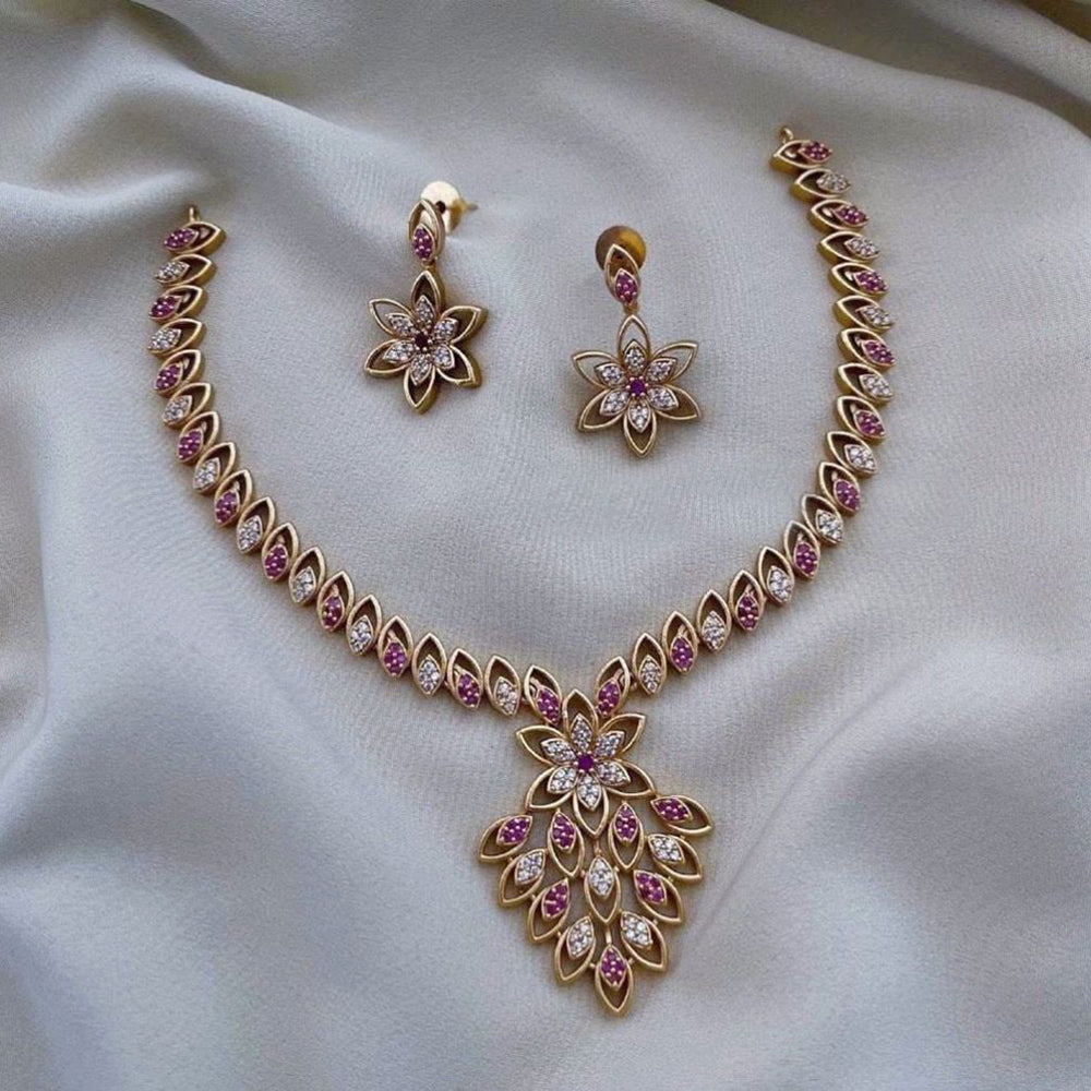FS Collection Gold Plated AD Stone Necklace Set