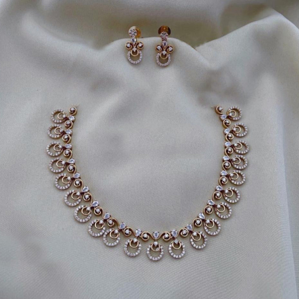 FS Collection Gold Plated AD Necklace Set