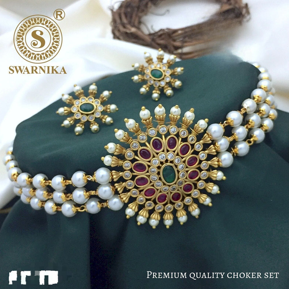 FS Collection Pearl Choker Necklace Set