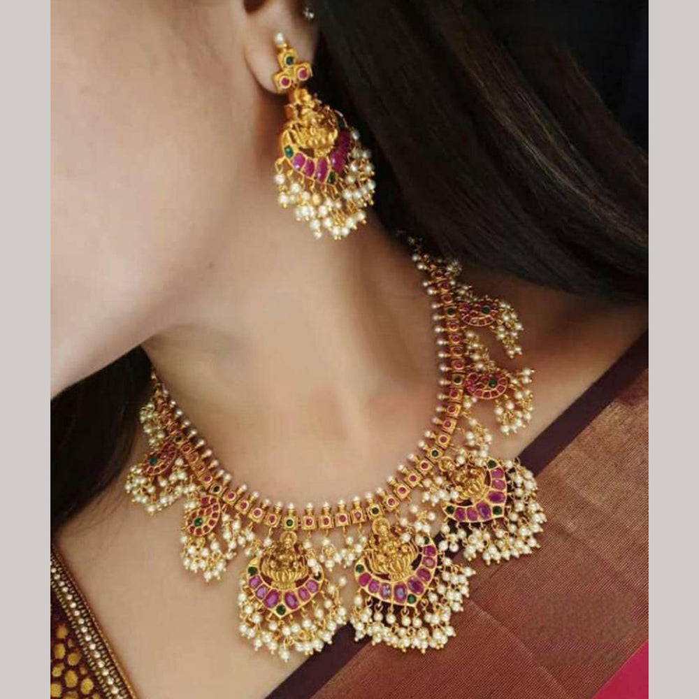 FS Collection Gold Plated Temple Necklace Set