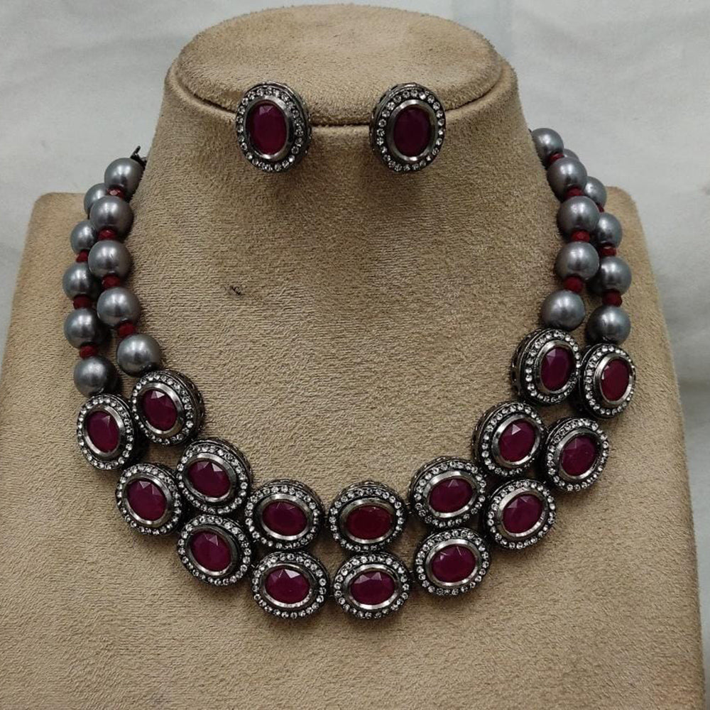FS Collection Oxidised Necklace Set