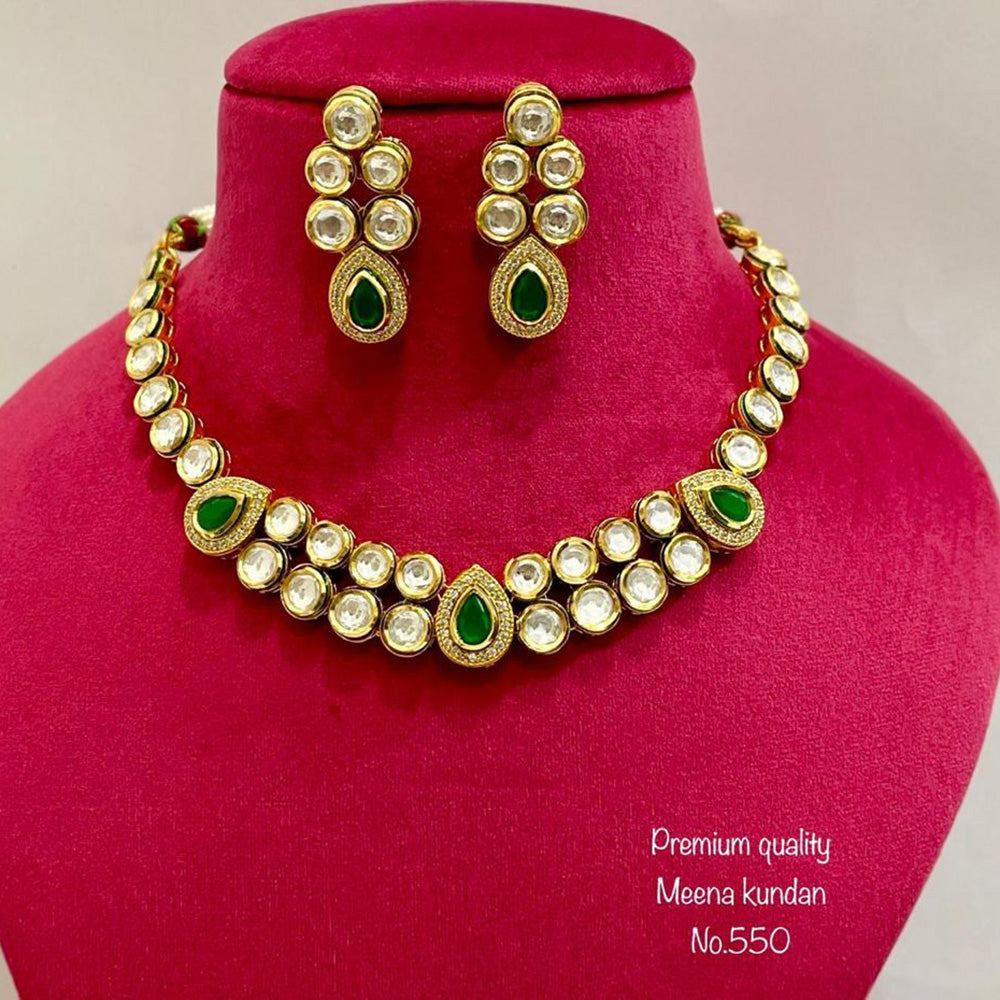 FS Collection Gold Plated Kundan Stone Necklace Set