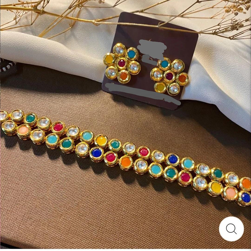 FS Collection Gold Plated Crystal Stone Necklace Set