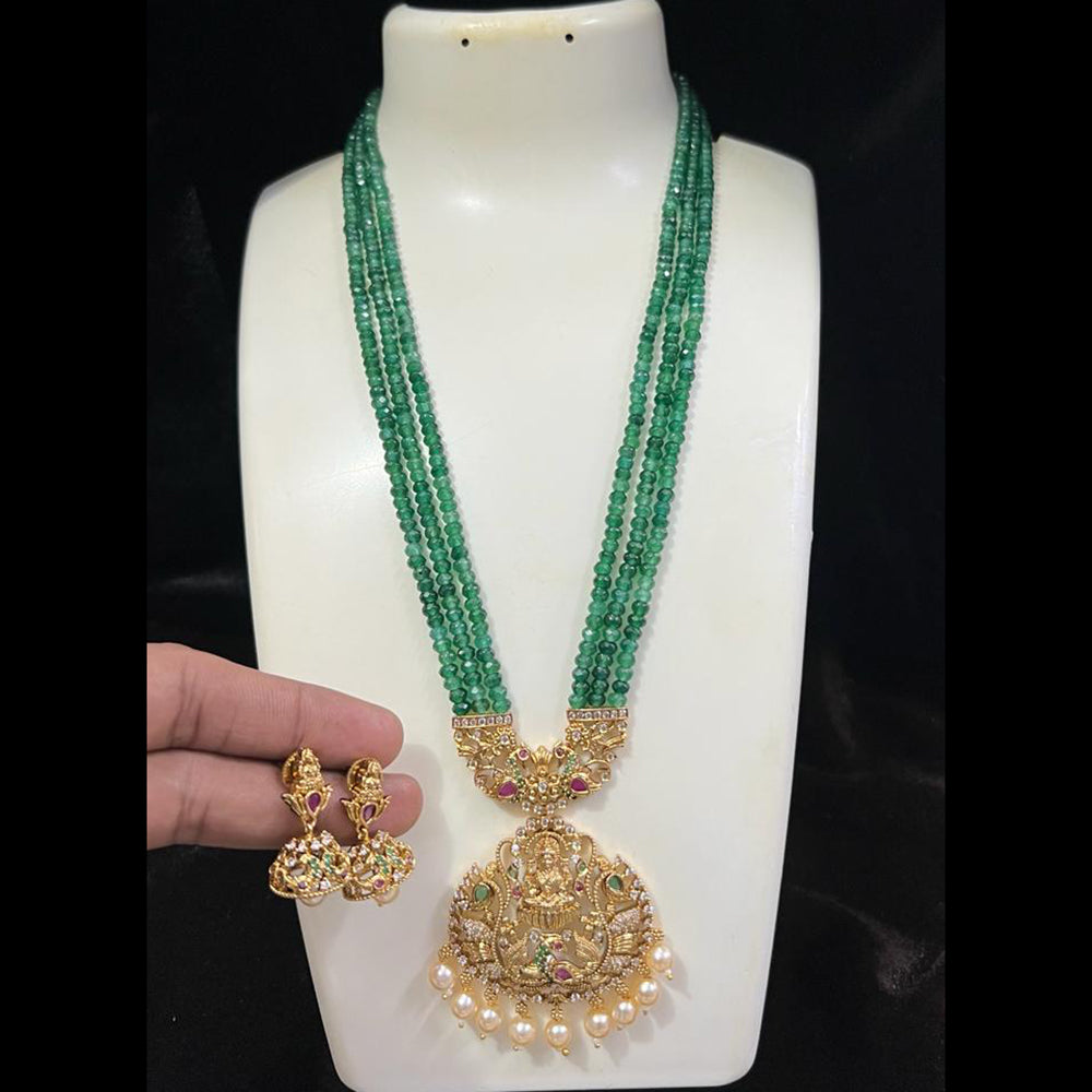 FS Collection Gold Plated AD Stone Long Necklace Set