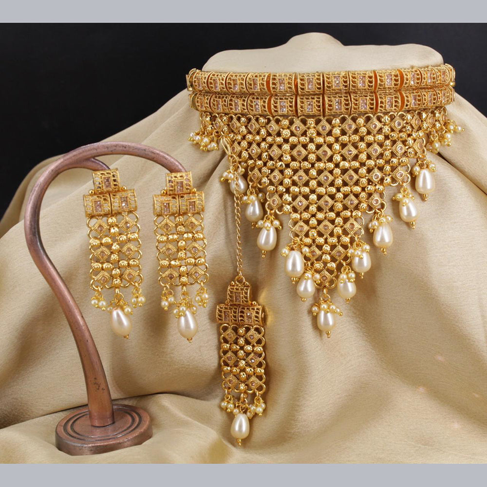 FS Collection Gold Plated Beads Necklace Set
