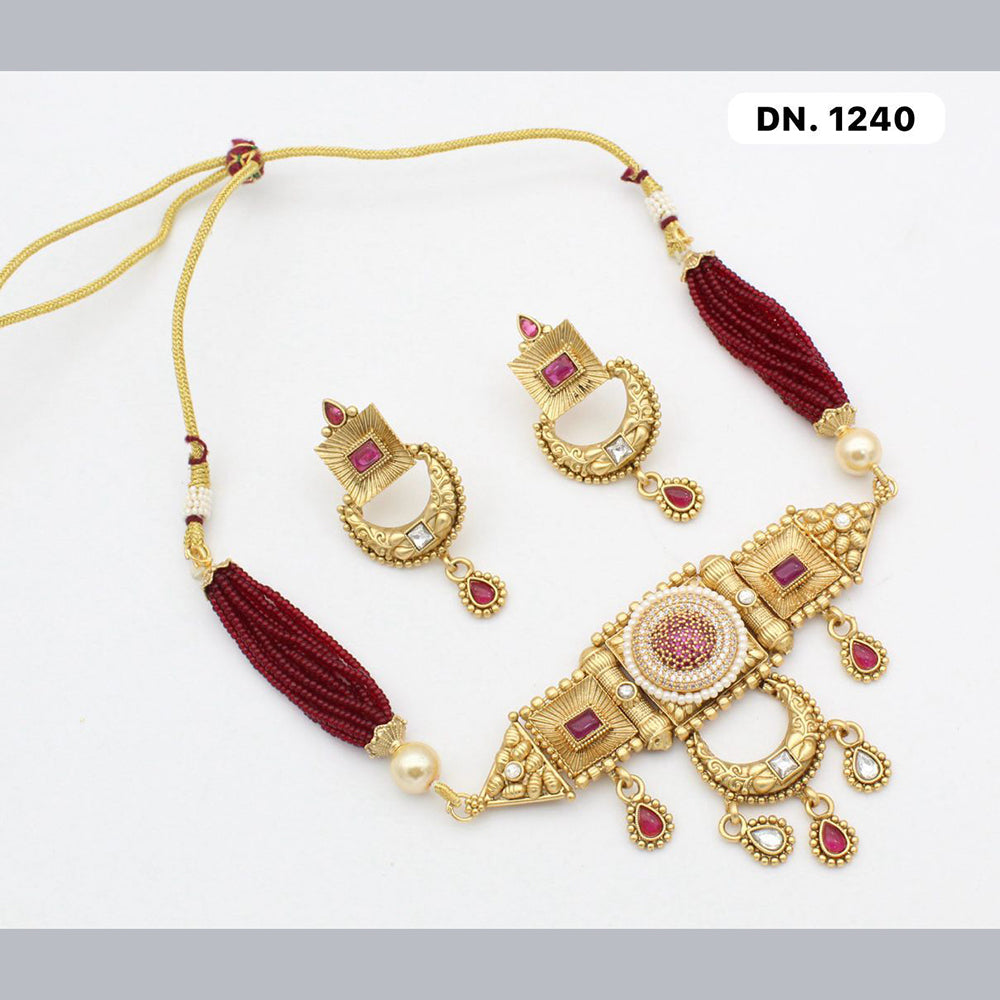 FS Collection Copper Gold Plated Choker Necklace Set