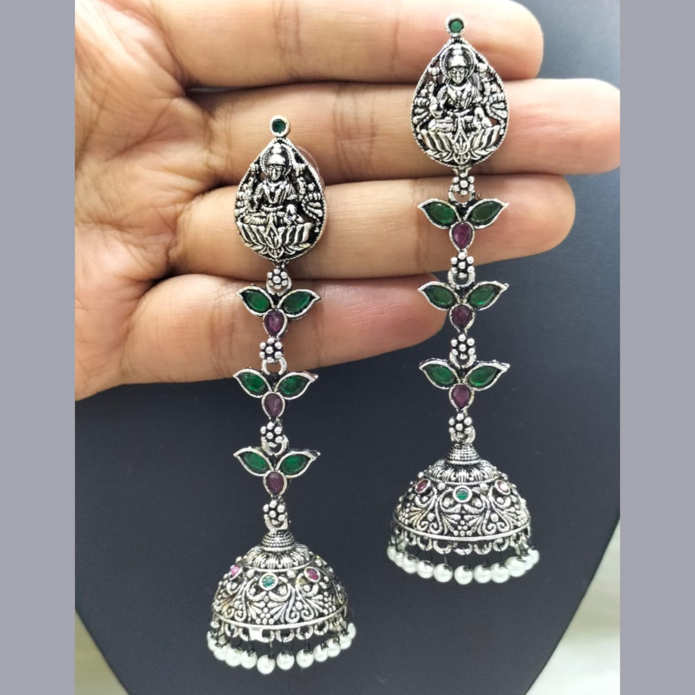 FS Collection Oxidised Plated Temple Jhumki Earrings