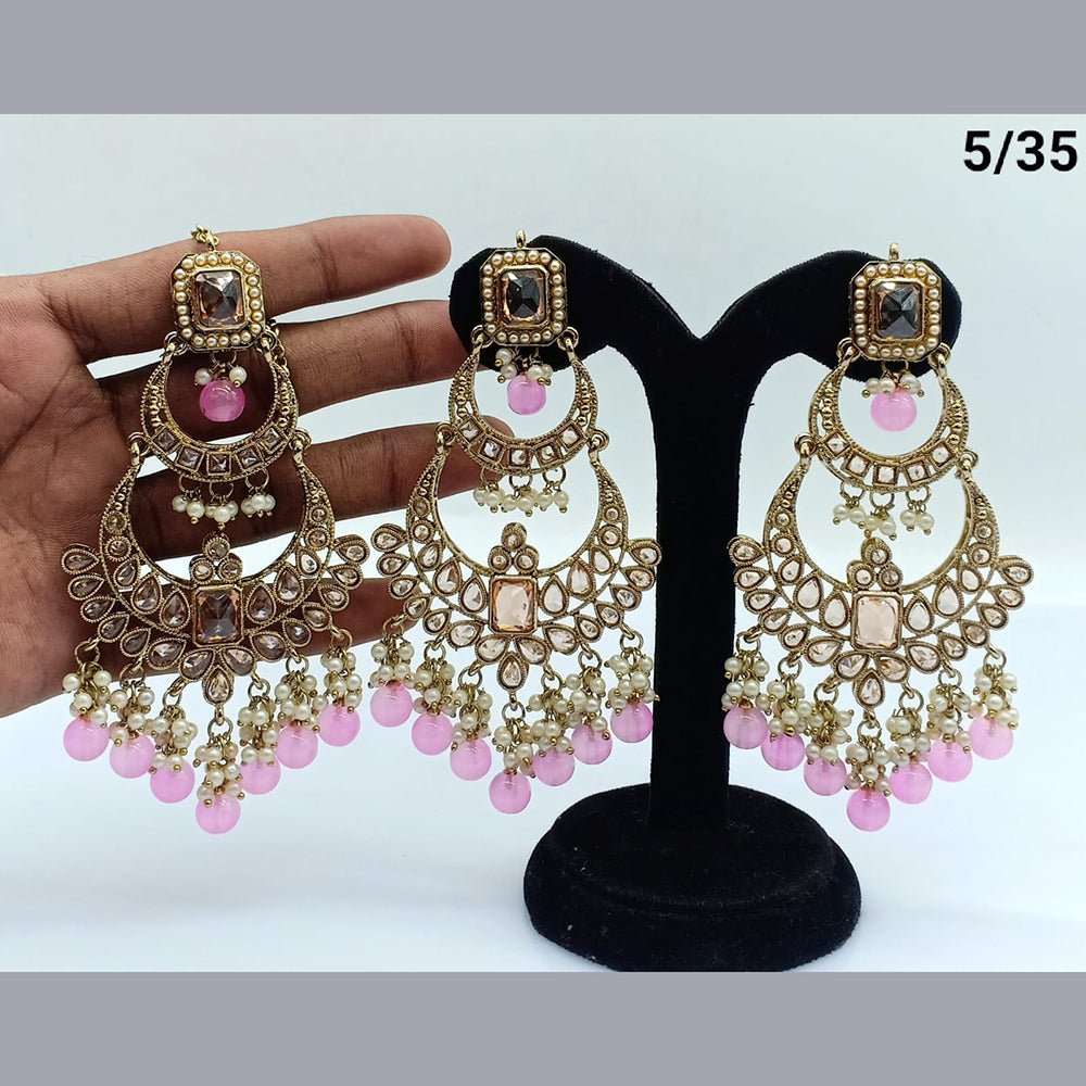 FS Collection Crystal Stone Earrings With Mangtikka