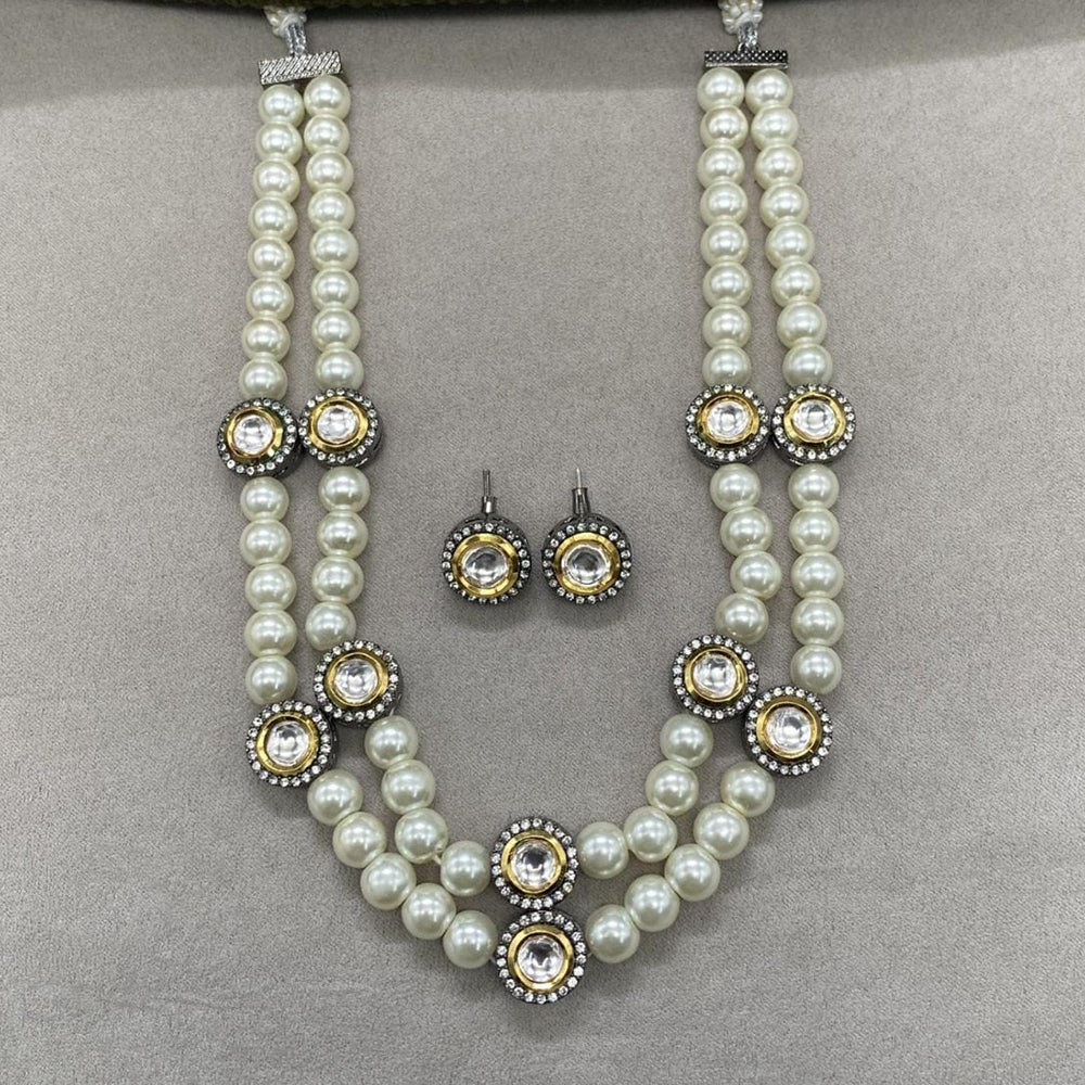 FS Collection Gold Plated Kundan Necklace Set