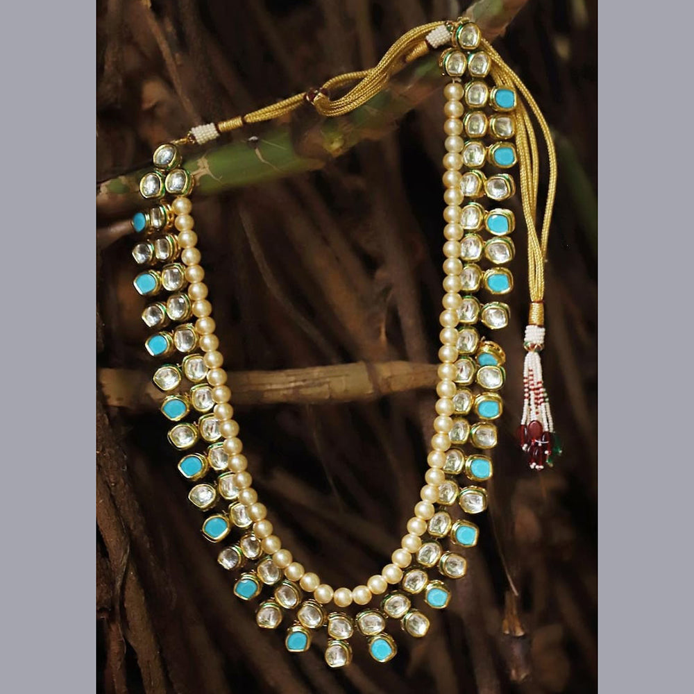 FS Collection Gold Plated Kundan Necklace Set