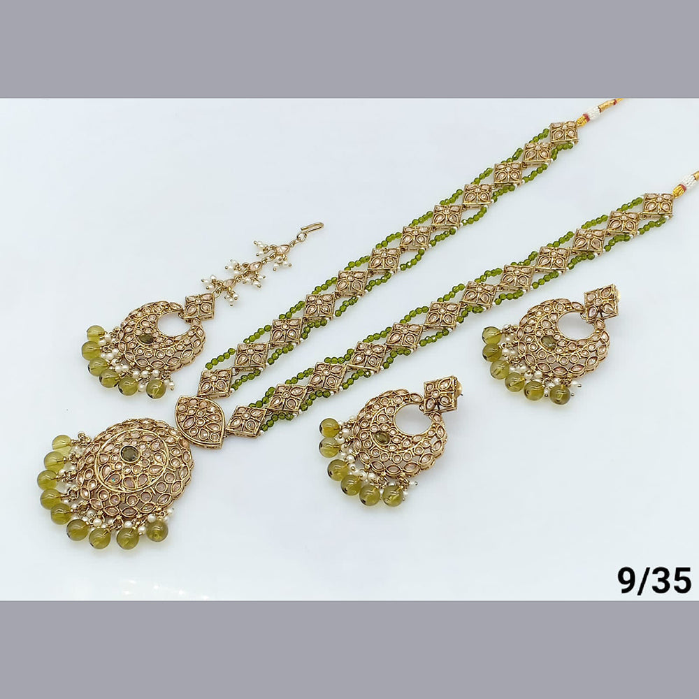 FS Collection Gold Plated Crystal Stone Long Necklace Set
