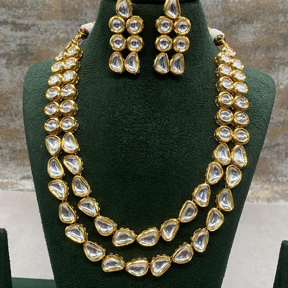 FS Collection Gold Plated Kundan Stone Necklace Set